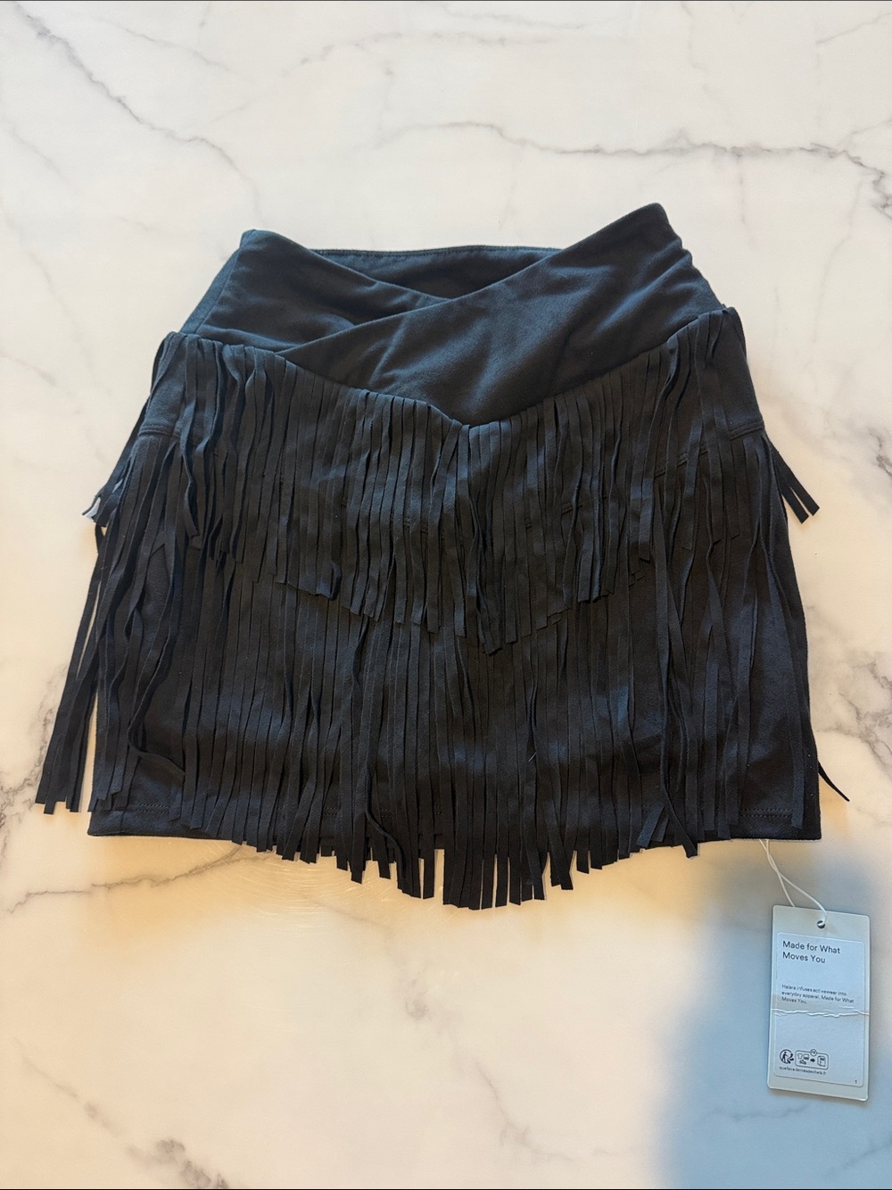 Women’s Black Fringe Mini Skirt — Comfortable Waistband size XS, black